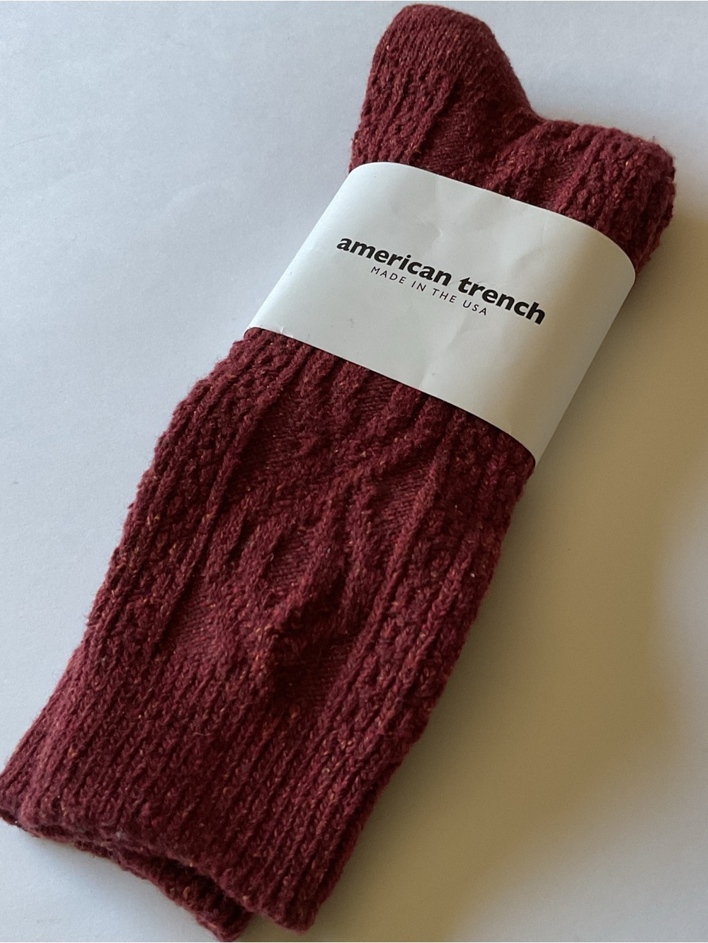 AMERICAN TRENCH WOMENS BOOT SOCKS WOOL SILK BLEND CABLE KNIT RUST OS NWT